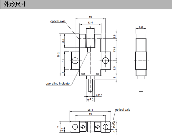 槽型光电传感器:gl5-u/43a/115参数