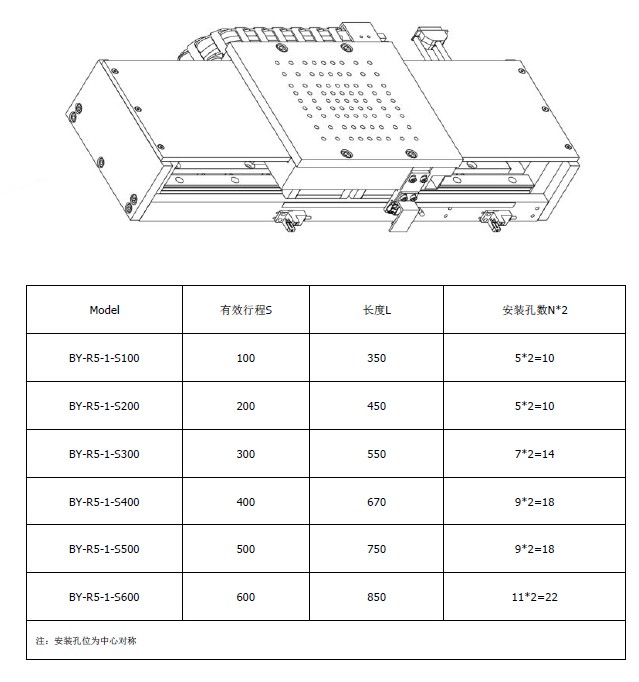 博扬直线电机BY-R5-1系列尺寸