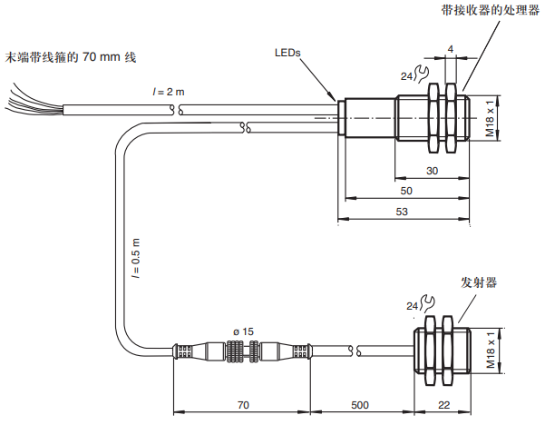 超声波双张传感器外形尺寸